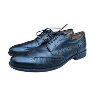 Men's Size 10 Wingtips Cole Haan Gramercy Derby Dress Shoes Brogue Black Leather